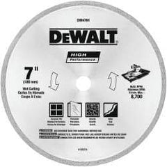 DeWALT - 7" Diam, 5/8 & 7/8" Arbor Hole Diam, Wet & Dry Cut Saw Blade - Diamond-Tipped, Straight Action, Standard Round Arbor - Exact Industrial Supply