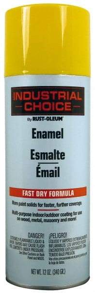 Rust-Oleum - Safety Yellow, Enamel Spray Paint - 8 to 12 Sq Ft per Can, 12 oz Container - Exact Industrial Supply