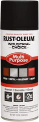 Rust-Oleum - Black, Flat, Enamel Spray Paint - 8 to 12 Sq Ft per Can, 16 oz Container, Use on Drums, Equipment & Color Coding, Furniture, Ladders, Lockers, Motors, Stenciling, Tools - Exact Industrial Supply
