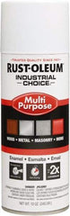 Rust-Oleum - White, Flat, Enamel Spray Paint - 8 to 12 Sq Ft per Can, 16 oz Container, Use on Drums, Equipment & Color Coding, Furniture, Ladders, Lockers, Motors, Stenciling, Tools - Exact Industrial Supply