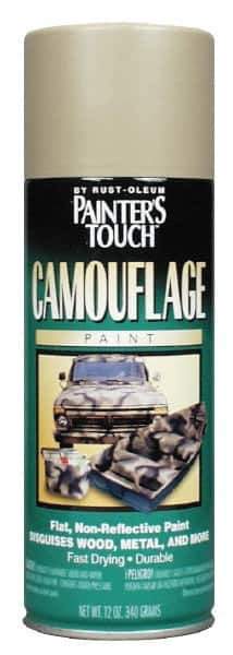 Rust-Oleum - Army Green, Flat, Camouflage Spray Paint - 8 to 10 Sq Ft per Can, 16 oz Container, Use on Camouflage Paint - Exact Industrial Supply