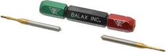 Balax - 2 Piece, M1.40 x 0.300 Thread Size, High Speed Tool Steel Miniature Plug Thread Go No Go Gage Set - 0.0474 Inch Go Pitch, 0.0487 Inch No Go Pitch - Exact Industrial Supply