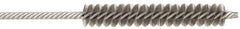 Made in USA - 1/4" Diam Helical Stainless Steel Tube Brush - Double Spiral, 0.005" Filament Diam, 1-1/2" Brush Length, 4" OAL, 0.091" Diam Stainless Steel Shank - Exact Industrial Supply