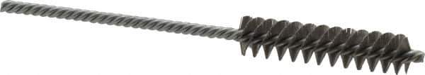 Made in USA - 3/8" Diam Helical Stainless Steel Tube Brush - Double Spiral, 0.005" Filament Diam, 1-1/2" Brush Length, 4" OAL, 1/8" Diam Galvanized Steel Shank - Exact Industrial Supply