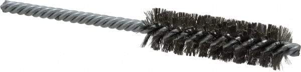 Made in USA - 3/4" Diam Helical Stainless Steel Tube Brush - Double Spiral, 0.006" Filament Diam, 2-1/2" Brush Length, 5-1/2" OAL, 0.237" Diam Galvanized Steel Shank - Exact Industrial Supply