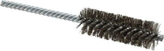 Made in USA - 7/8" Diam Helical Stainless Steel Tube Brush - Double Spiral, 0.006" Filament Diam, 2-1/2" Brush Length, 5-1/2" OAL, 0.237" Diam Galvanized Steel Shank - Exact Industrial Supply