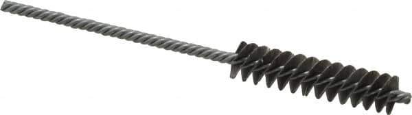 Made in USA - 3/8" Diam Helical Steel Tube Brush - Double Spiral, 0.005" Filament Diam, 1-1/2" Brush Length, 4" OAL, 1/8" Diam Galvanized Steel Shank - Exact Industrial Supply