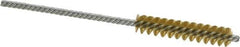 Made in USA - 5/16" Diam Helical Brass Tube Brush - Double Spiral, 0.005" Filament Diam, 1-1/2" Brush Length, 4" OAL, 1/8" Diam Galvanized Steel Shank - Exact Industrial Supply