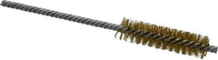 Made in USA - 1/2" Diam Helical Brass Tube Brush - Double Spiral, 0.006" Filament Diam, 2" Brush Length, 5" OAL, 0.162" Diam Galvanized Steel Shank - Exact Industrial Supply