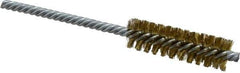 Made in USA - 5/8" Diam Helical Brass Tube Brush - Double Spiral, 0.005" Filament Diam, 2" Brush Length, 5" OAL, 0.208" Diam Galvanized Steel Shank - Exact Industrial Supply