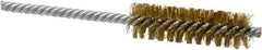 Made in USA - 3/4" Diam Helical Brass Tube Brush - Double Spiral, 0.006" Filament Diam, 2-1/2" Brush Length, 5-1/2" OAL, 0.237" Diam Galvanized Steel Shank - Exact Industrial Supply