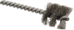 Made in USA - 1" Diam Helical Stainless Steel Tube Brush - 0.008" Filament Diam, 1" Brush Length, 3-1/2" OAL, 0.248" Diam Stainless Steel Shank - Exact Industrial Supply