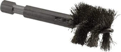 Made in USA - 3/4 Inch Inside Diameter, 7/8 Inch Actual Brush Diameter, Stainless Steel, Power Fitting and Cleaning Brush - 1/4 Shank Diameter, 2-3/4 Inch Long, Hex Shaft Stem - Exact Industrial Supply