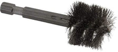 Made in USA - 7/8 Inch Inside Diameter, 1 Inch Actual Brush Diameter, Stainless Steel, Power Fitting and Cleaning Brush - 1/4 Shank Diameter, 2-3/4 Inch Long, Hex Shaft Stem - Exact Industrial Supply