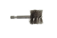 Made in USA - 1 Inch Inside Diameter, 1-1/8 Inch Actual Brush Diameter, Stainless Steel, Power Fitting and Cleaning Brush - 1/4 Shank Diameter, 2-3/4 Inch Long, Hex Shaft Stem - Exact Industrial Supply