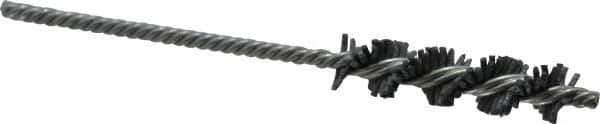 Made in USA - 3/8" Diam Helical Nylon Tube Brush - Single Spiral, 0.035" Filament Diam, 1-1/2" Brush Length, 4" OAL, 1/8" Diam Galvanized Steel Shank - Exact Industrial Supply