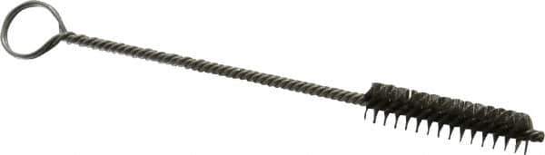 Made in USA - 1-1/2" Long x 3/8" Diam Stainless Steel Twisted Wire Bristle Brush - Double Spiral, 5-1/2" OAL, 0.005" Wire Diam, 0.085" Shank Diam - Exact Industrial Supply