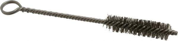 Made in USA - 2" Long x 1/2" Diam Stainless Steel Twisted Wire Bristle Brush - Double Spiral, 5-1/2" OAL, 0.006" Wire Diam, 0.11" Shank Diam - Exact Industrial Supply