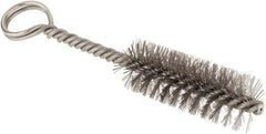 Made in USA - 2-1/2" Long x 7/8" Diam Stainless Steel Twisted Wire Bristle Brush - Double Spiral, 5-1/2" OAL, 0.01" Wire Diam, 0.162" Shank Diam - Exact Industrial Supply