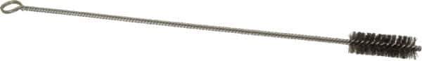 Made in USA - 2-1/2" Long x 7/8" Diam Stainless Steel Twisted Wire Bristle Brush - Double Spiral, 18" OAL, 0.006" Wire Diam, 0.162" Shank Diam - Exact Industrial Supply