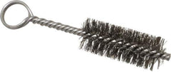 Made in USA - 2-1/2" Long x 1" Diam Stainless Steel Twisted Wire Bristle Brush - Double Spiral, 5-1/2" OAL, 0.01" Wire Diam, 0.162" Shank Diam - Exact Industrial Supply