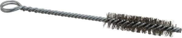 Made in USA - 2" Long x 1/2" Diam Stainless Steel Twisted Wire Bristle Brush - Double Spiral, 5-1/2" OAL, 0.006" Wire Diam, 0.162" Shank Diam - Exact Industrial Supply