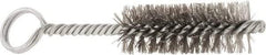 Made in USA - 2-1/2" Long x 7/8" Diam Stainless Steel Twisted Wire Bristle Brush - Double Spiral, 5-1/2" OAL, 0.01" Wire Diam, 0.235" Shank Diam - Exact Industrial Supply
