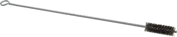 Made in USA - 2-1/2" Long x 7/8" Diam Stainless Steel Twisted Wire Bristle Brush - Double Spiral, 18" OAL, 0.006" Wire Diam, 0.235" Shank Diam - Exact Industrial Supply
