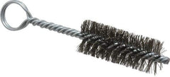 Made in USA - 2-1/2" Long x 1" Diam Stainless Steel Twisted Wire Bristle Brush - Double Spiral, 5-1/2" OAL, 0.01" Wire Diam, 0.235" Shank Diam - Exact Industrial Supply