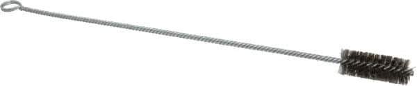 Made in USA - 2-1/2" Long x 1" Diam Stainless Steel Twisted Wire Bristle Brush - Double Spiral, 18" OAL, 0.006" Wire Diam, 0.235" Shank Diam - Exact Industrial Supply