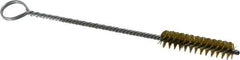 Made in USA - 1-1/2" Long x 3/8" Diam Brass Twisted Wire Bristle Brush - Double Spiral, 5-1/2" OAL, 0.005" Wire Diam, 1/8" Shank Diam - Exact Industrial Supply