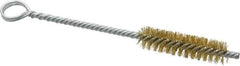 Made in USA - 2" Long x 1/2" Diam Brass Twisted Wire Bristle Brush - Double Spiral, 5-1/2" OAL, 0.006" Wire Diam, 0.162" Shank Diam - Exact Industrial Supply