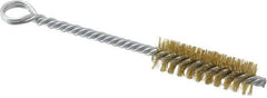 Made in USA - 2" Long x 5/8" Diam Brass Twisted Wire Bristle Brush - Double Spiral, 5-1/2" OAL, 0.008" Wire Diam, 0.209" Shank Diam - Exact Industrial Supply