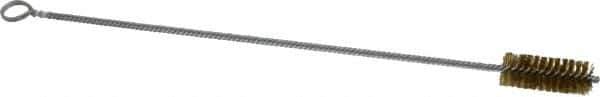 Made in USA - 2-1/2" Long x 1" Diam Brass Twisted Wire Bristle Brush - Double Spiral, 18" OAL, 0.006" Wire Diam, 0.235" Shank Diam - Exact Industrial Supply