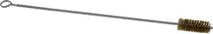 Made in USA - 2-1/2" Long x 1" Diam Brass Twisted Wire Bristle Brush - Double Spiral, 18" OAL, 0.006" Wire Diam, 0.235" Shank Diam - Exact Industrial Supply