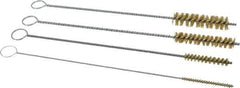 PRO-SOURCE - 4 Piece Brass Hand Tube Brush Set - 1-1/2" Brush Length, 8" OAL, 0.016" Shank Diam, Includes Brush Diams 1/8", 1/4", 3/8" & 1/2" - Exact Industrial Supply