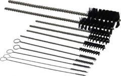 PRO-SOURCE - 11 Piece Nylon Hand Tube Brush Set - 3/4" to 1-1/2" Brush Length, 4" OAL, 0.034" Shank Diam, Includes Brush Diams 1/4", 5/16", 3/8", 1/2" & 3/4" - Exact Industrial Supply