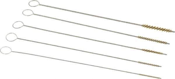 PRO-SOURCE - 5 Piece Brass Hand Tube Brush Set - 1/2" to 3/4" Brush Length, 4" OAL, 0.022" Shank Diam - Exact Industrial Supply