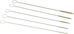 PRO-SOURCE - 5 Piece Brass Hand Tube Brush Set - 1/2" to 3/4" Brush Length, 4" OAL, 0.022" Shank Diam - Exact Industrial Supply