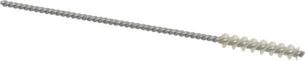 Made in USA - 3/16" Diam Helical Nylon Tube Brush - 0.008" Filament Diam, 1" Brush Length, 4" OAL, 0.085" Diam Galvanized Steel Shank - Exact Industrial Supply