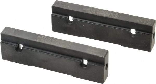 Snap Jaws - 4" Wide x 1.155" High x 0.55" Thick, Step Vise Jaw - Hard, Steel, Fixed Jaw, Compatible with 4" Vises - Exact Industrial Supply