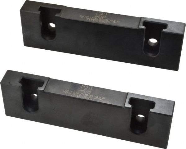 Snap Jaws - 6" Wide x 1.53" High x 0.73" Thick, Flat/No Step Vise Jaw - Hard, Steel, Fixed Jaw, Compatible with 6" Vises - Exact Industrial Supply