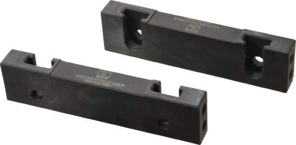 Snap Jaws - 6" Wide x 1.53" High x 0.73" Thick, Step Vise Jaw - Hard, Steel, Fixed Jaw, Compatible with 6" Vises - Exact Industrial Supply