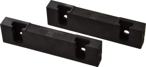 Snap Jaws - 6" Wide x 1.53" High x 0.73" Thick, Step Vise Jaw - Hard, Steel, Fixed Jaw, Compatible with 6" Vises - Exact Industrial Supply