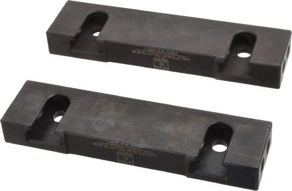 Snap Jaws - 6" Wide x 1.53" High x 0.73" Thick, Step Vise Jaw - Hard, Steel, Fixed Jaw, Compatible with 6" Vises - Exact Industrial Supply