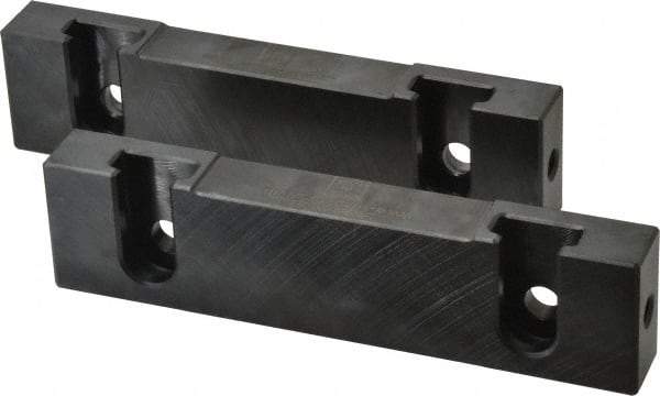 Snap Jaws - 6" Wide x 1-1/2" High x 3/4" Thick, Flat/No Step Vise Jaw - Soft, Steel, Fixed Jaw, Compatible with 6" Vises - Exact Industrial Supply