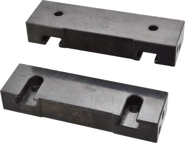 Snap Jaws - 6" Wide x 1-3/4" High x 1" Thick, Flat/No Step Vise Jaw - Soft, Steel, Fixed Jaw, Compatible with 6" Vises - Exact Industrial Supply