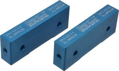 Snap Jaws - 4" Wide x 1-1/2" High x 3/4" Thick, Flat/No Step Vise Jaw - Soft, Aluminum, Fixed Jaw, Compatible with 4" Vises - Exact Industrial Supply