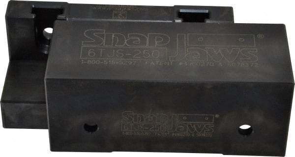 Snap Jaws - 6" Wide x 2-1/2" High x 2-1/2" Thick, Step Vise Jaw - Soft, Steel, Fixed Jaw, Compatible with 6" Vises - Exact Industrial Supply