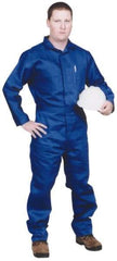 Stanco Safety Products - Size L, Royal Blue, Zipper, Flame Resistant/Retardant Coverall - 42 to 44" Chest, Indura, 7 Pockets, Elastic Waistband, Full Action Back, 2-Way Concealed Zipper - Exact Industrial Supply
